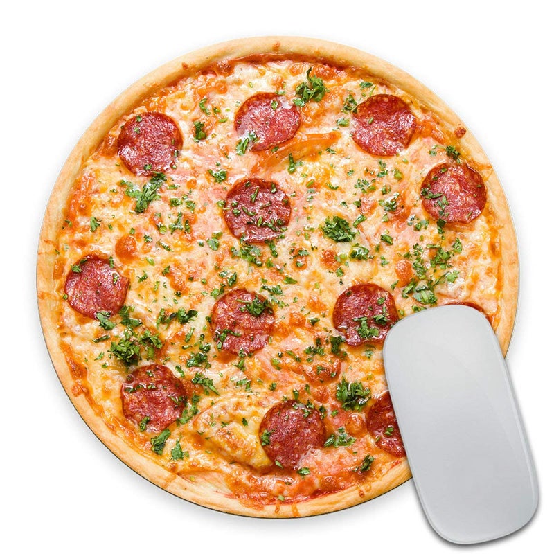 Smooffly Pizza Round Mouse Pad, Pepperoni Pizza Mouse Pad - Image 1